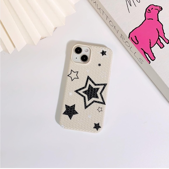5for$10 Textured iPhone 15 Phone Case Braid Shockproof Phone Case Black Star - Picture 6 of 10